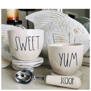 NEW Rae Dunn Yum and Sweet Ice Cream Bowls and Scoop Set 🍨